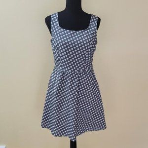Slate blue & white polka dot a-line - size 6